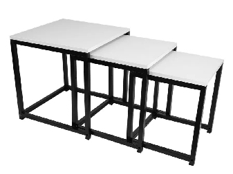 Set 3 ks konferenčních stolíkov  Hustler Typ 3 (biela matná + čierna)