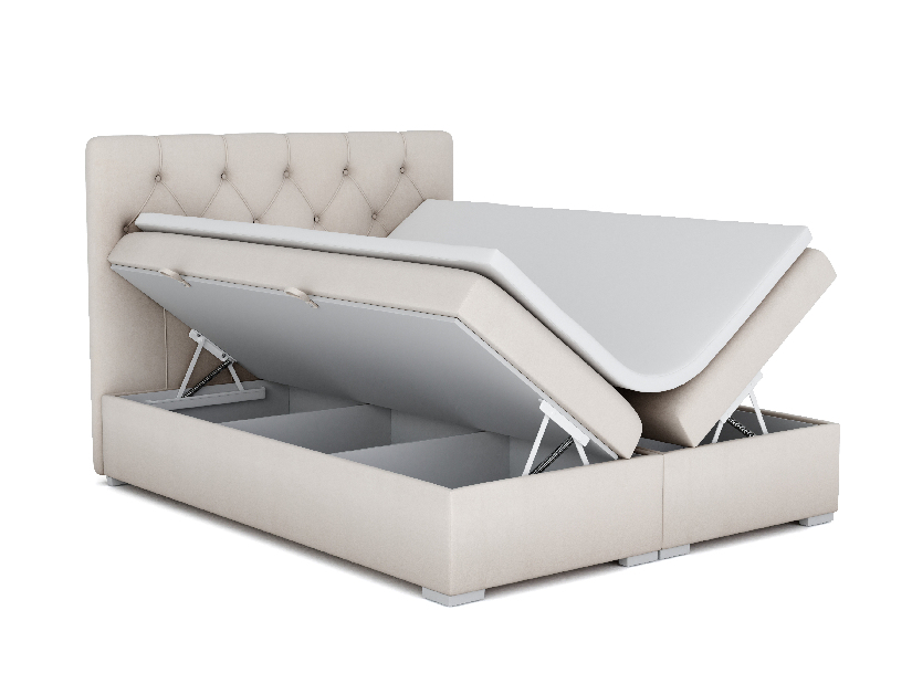 Manželská posteľ Boxspring 140 cm Ronda (krémová) (s úložným priestorom)