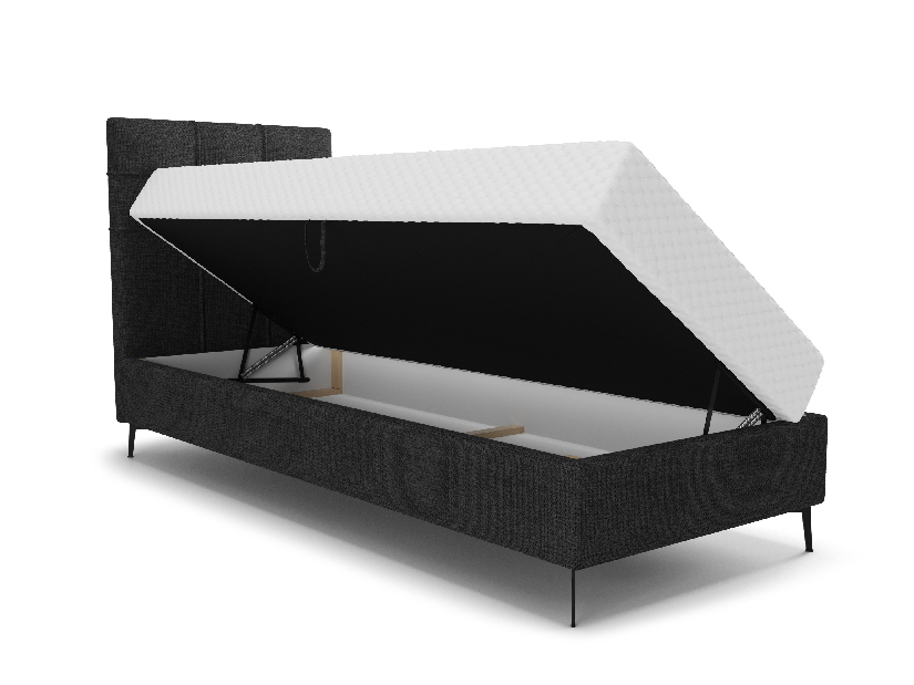 Jednolôžková posteľ 90 cm Infernus Bonell (čierna) (s roštom, s úl. priestorom)