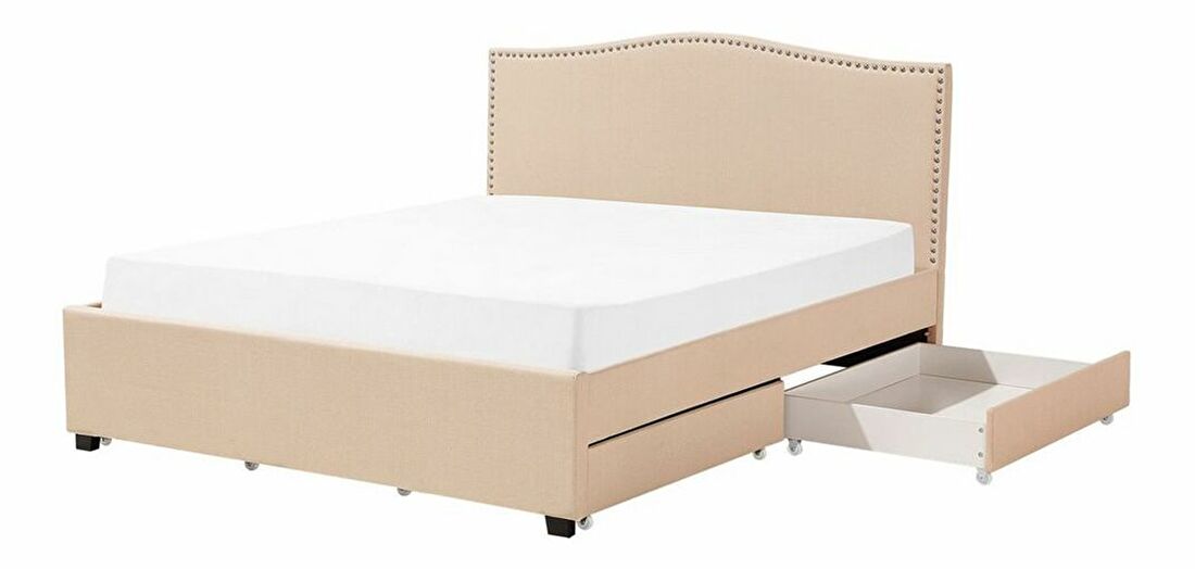 Manželská posteľ 160 cm MONTHY (s roštom a úl. priestorom) (béžová)