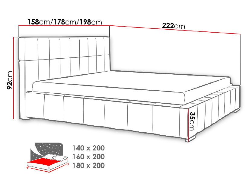 Čalúnená posteľ s úložným priestorom Mirjan Mikael (140x200) (Rico 11)