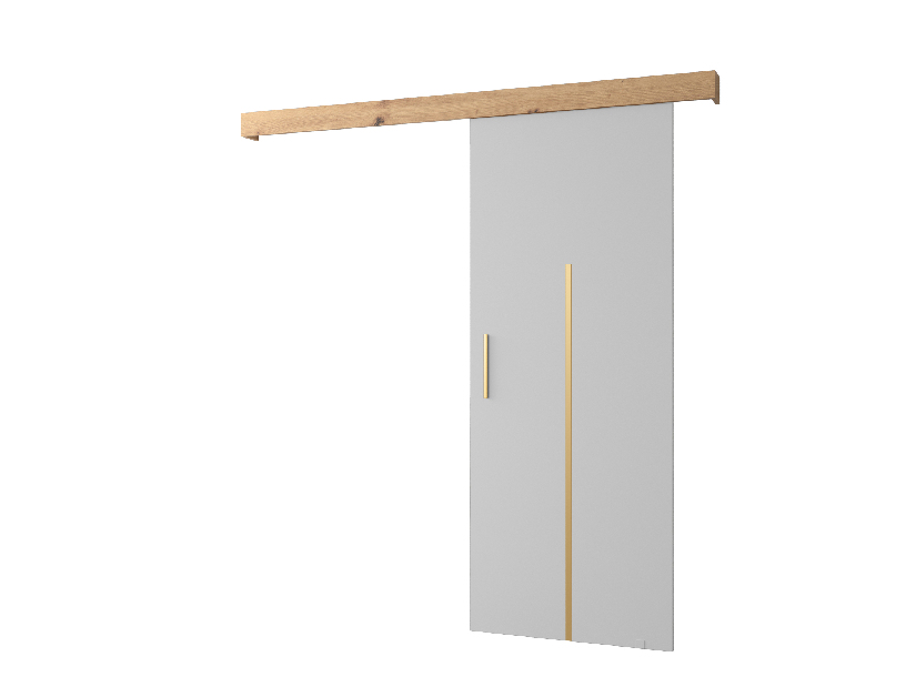 Posuvné dvere 90 cm Sharlene X (biela matná + dub artisan + zlatá)