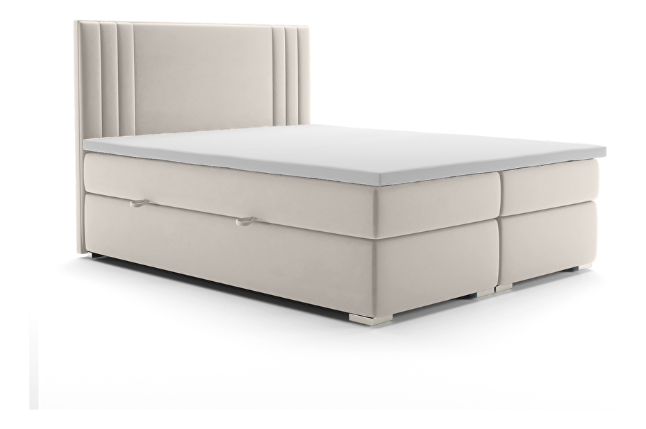 Manželská posteľ Boxspring 160 cm Morcano (krémová) (s úložným priestorom)