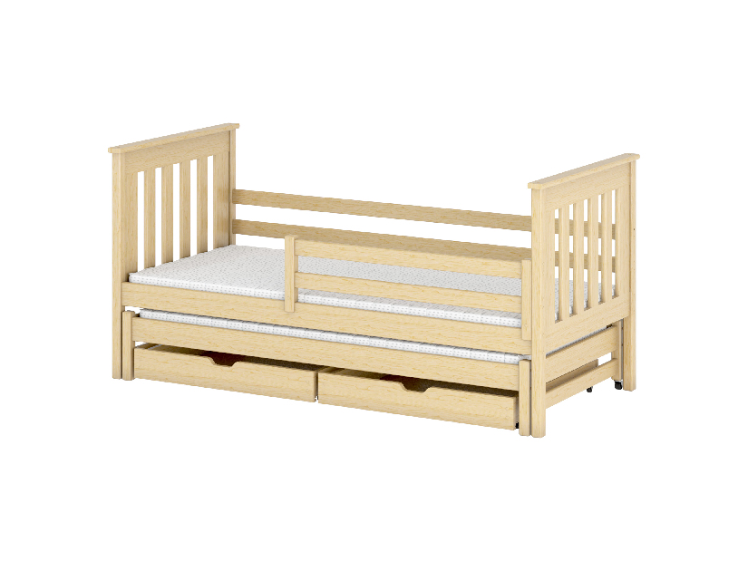 Detská posteľ 80 x 180 cm TOYA (s roštom a úl. priestorom) (borovica)