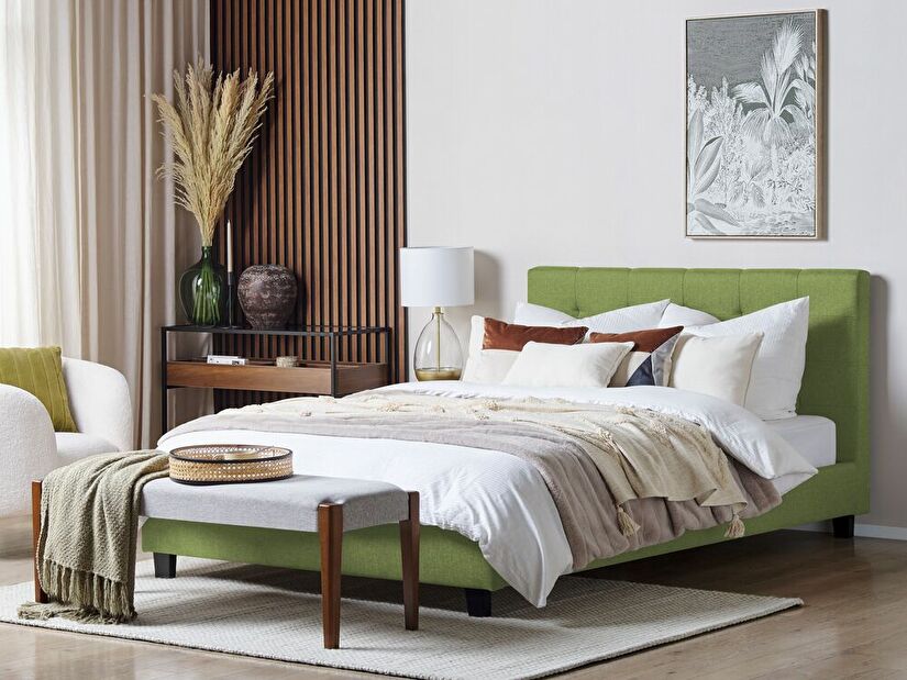 Manželská posteľ 180 cm Rhiannon (zelená) (s roštom a matracom)