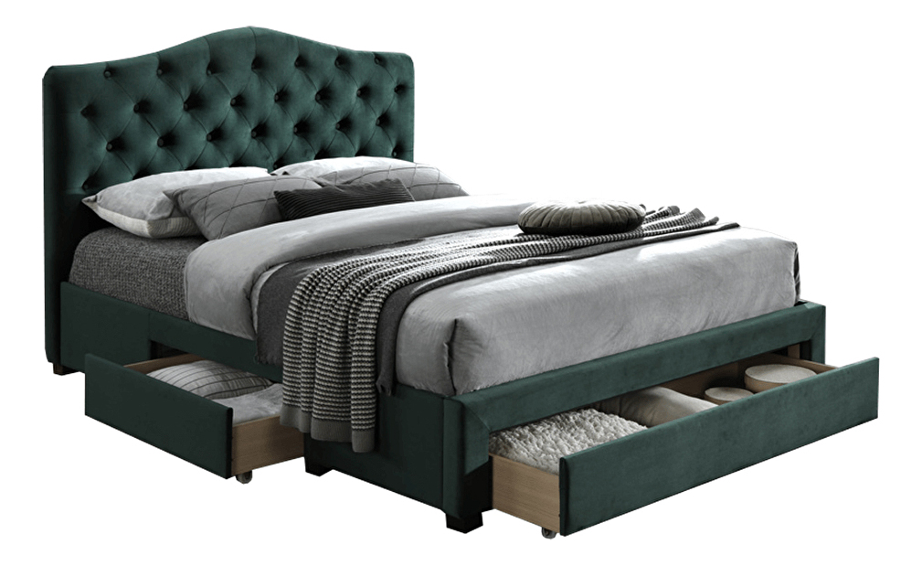 Manželská posteľ 180 cm Kelpea (s roštom) (smaragdová)