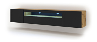 TV stolík/skrinka Aurora 200 (dub artisan + čierna matná) (LED)