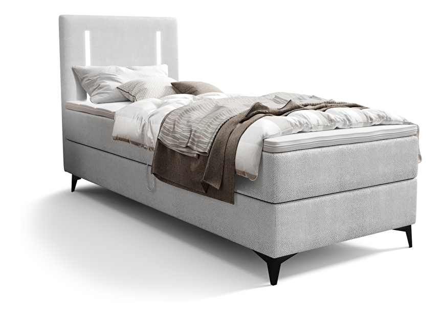 Jednolôžková posteľ 90 cm Ortega Bonell (sivá) (s roštom, s úl. priestorom) (s LED osvetlením)