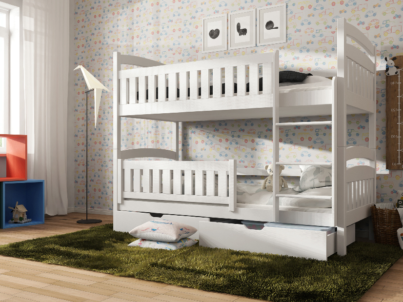 Detská posteľ 90 x 200 cm Irwin (s roštom a úl. priestorom) (biela) *výpredaj