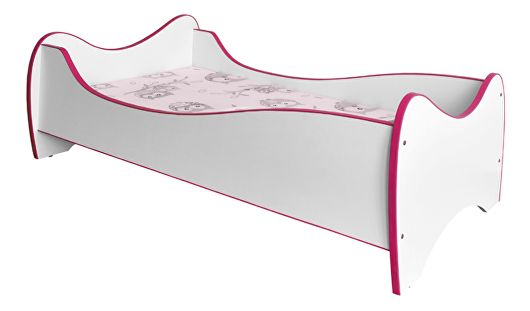 Jednolôžková posteľ 80 cm Duo (biela + ružová) (s roštom a matracom) *výpredaj