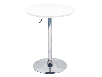 Barový stôl s nastaviteľnou výškou Biria (biela + chróm)  *bazár