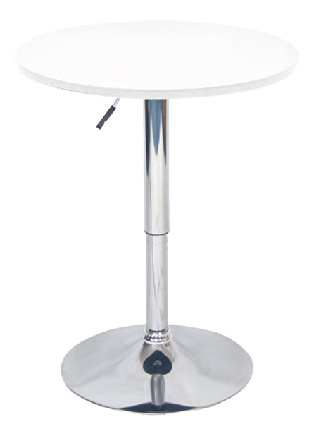 Barový stôl s nastaviteľnou výškou Biria (biela + chróm) 