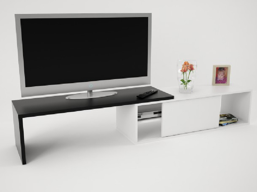 TV stolík/skrinka Rodas (biela + čierna)