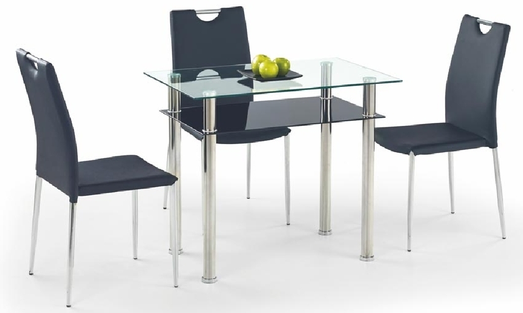 Jedálenský stôl Lester 90 (priesvitné + čierne sklo) (pre 4 osoby)