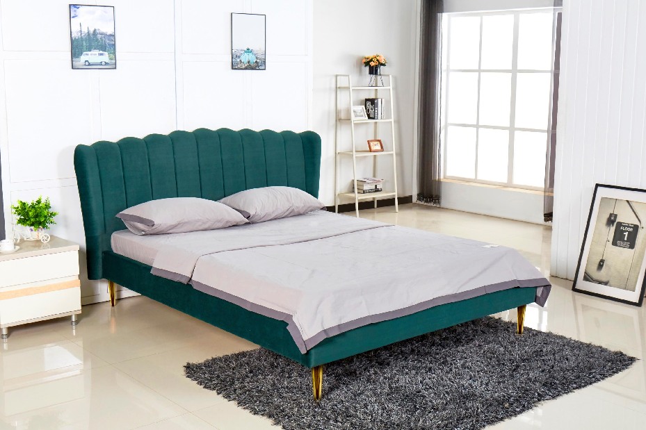 Manželská posteľ 160 cm Rosalie 160 (tmavozelená) (s roštom)