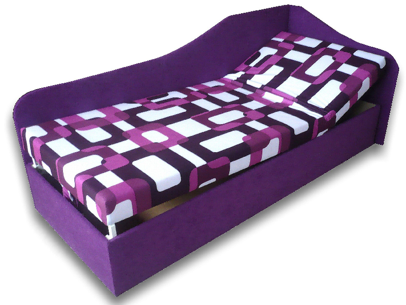 Jednolôžková posteľ (váľanda) 90 cm Abigail (Gusto 10 + Fialová 49) (P)