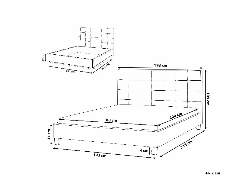 Manželská posteľ 180 cm ROLLA (s roštom a úl. priestorom) (tmavosivá) *výpredaj