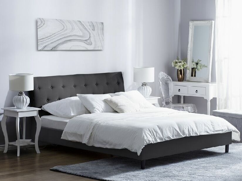 Manželská posteľ 160 cm SANTORI (s roštom) (tmavosivá)