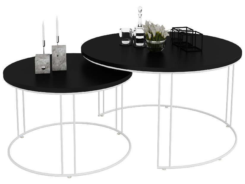 Set 2 ks. konferenčných stolíkov Essence (biela + čierna)