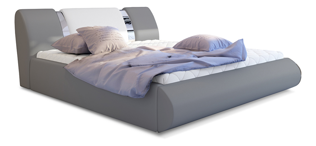 Manželská posteľ 140 cm Fabio (svetlosivá + biela) (s roštom a úl. priestorom)