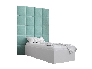 Jednolôžková posteľ s čalúneným čelom 90 cm Brittany 3 (biela matná + mätová) (s roštom)