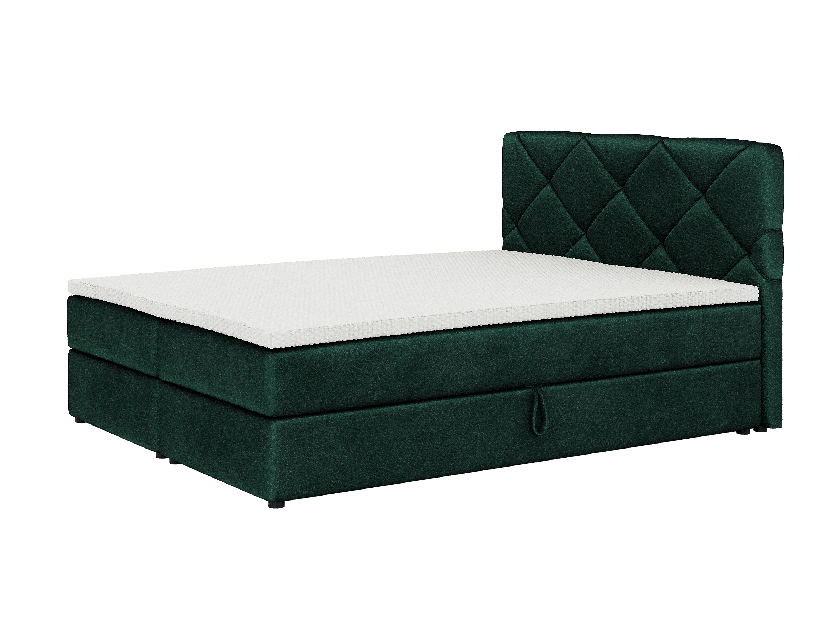 Kontinentálna posteľ 140x200 cm Karum (tmavozelená) (s roštom a matracom)