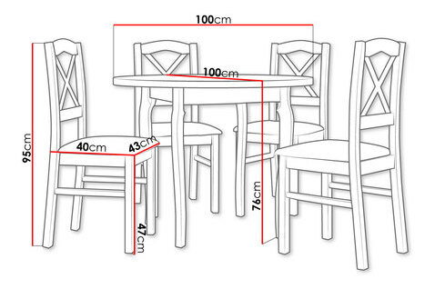 Okrúhly stôl so 4 stoličkami AL55 Mirjan Axel (Biela + žltá)
