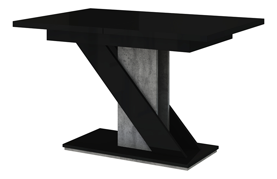 Jedálenský stôl Mevenis (lesk čierny + kameň) (pre 4 až 6 osôb)
