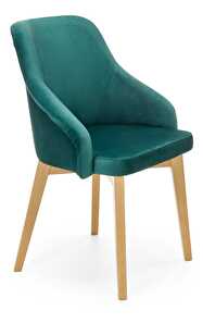 Jedálenska stolička Tumble (smaragdová + dub medový)
