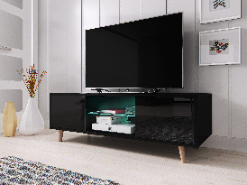 TV stolík/skrinka Santos 1 (čierny lesk + čierna matná)