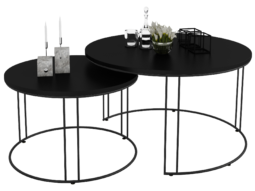 Set 2 ks. konferenčných stolíkov Essence (čierna + čierna)