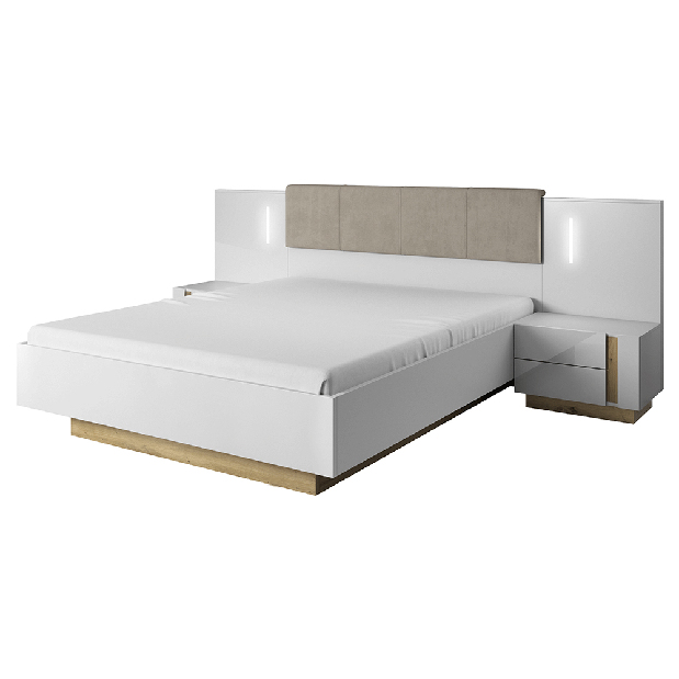 Manželská posteľ 160 cm Cethos (biela + dub grandson + biely lesk)