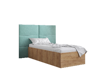 Jednolôžková posteľ s čalúneným čelom 90 cm Brittany 2 (dub craft zlatý + mätová) (s roštom)