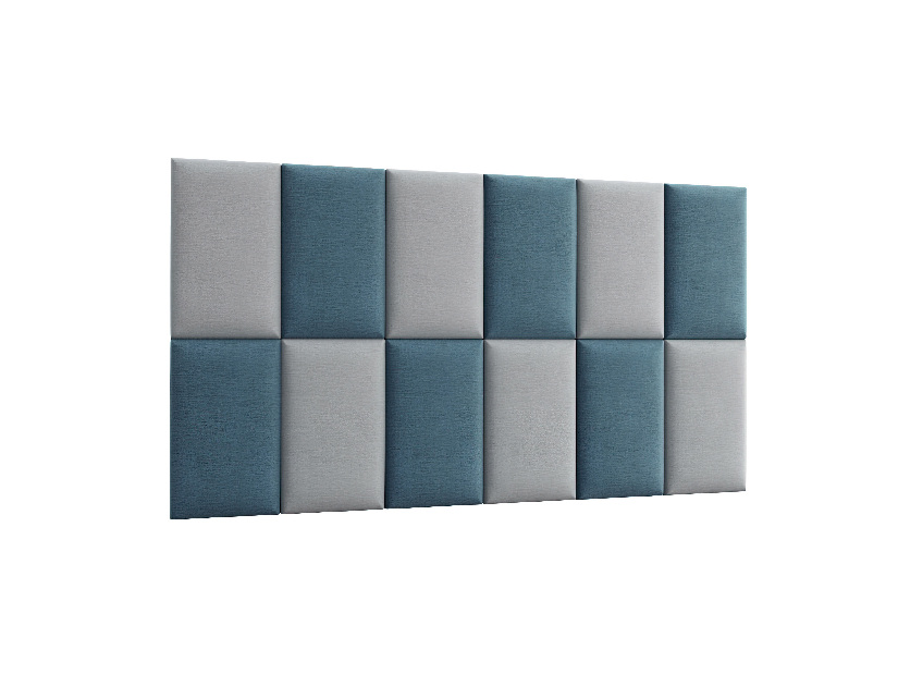 Set 12 čalúnených panelov Quadra 180x100 cm (mentolová + svetlosivá)