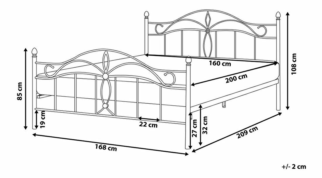 Manželská posteľ 160 cm ANTALIA (s roštom) (biela)