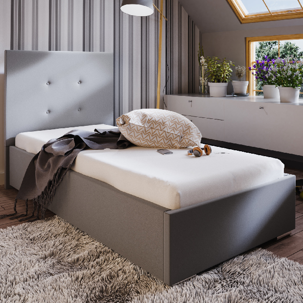 Jednolôžková posteľ 90 cm Foxxie 6 (sivá)