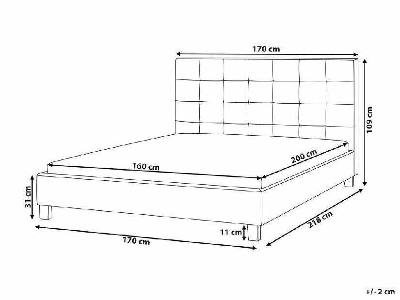 Manželská posteľ 160 cm Rhiannon (béžová) (s roštom a matracom)