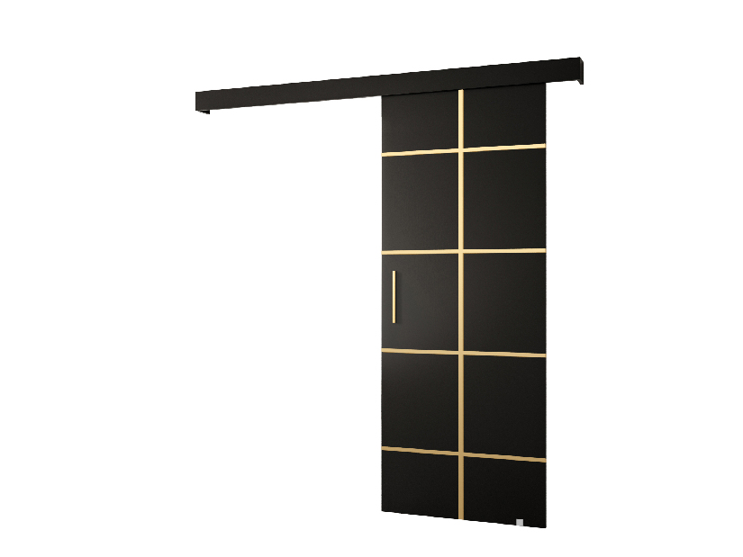 Posuvné dvere 90 cm Sharlene III (čierna matná + čierna matná + zlatá)