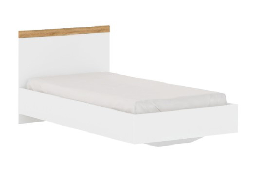 Jednolôžková posteľ 90 cm Vina (biela + dub wotan) (bez roštu a matraca)