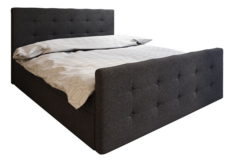 Manželská posteľ Boxspring 200 cm Milagros Comfort 1 (čierna) (s matracom a úložným priestorom)