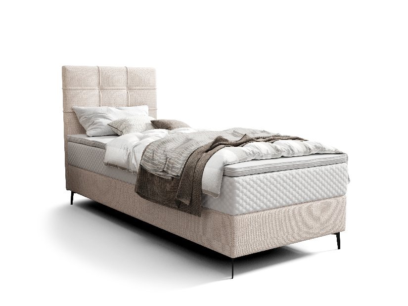 Jednolôžková posteľ 90 cm Infernus Comfort (béžová) (s roštom, s úl. priestorom)