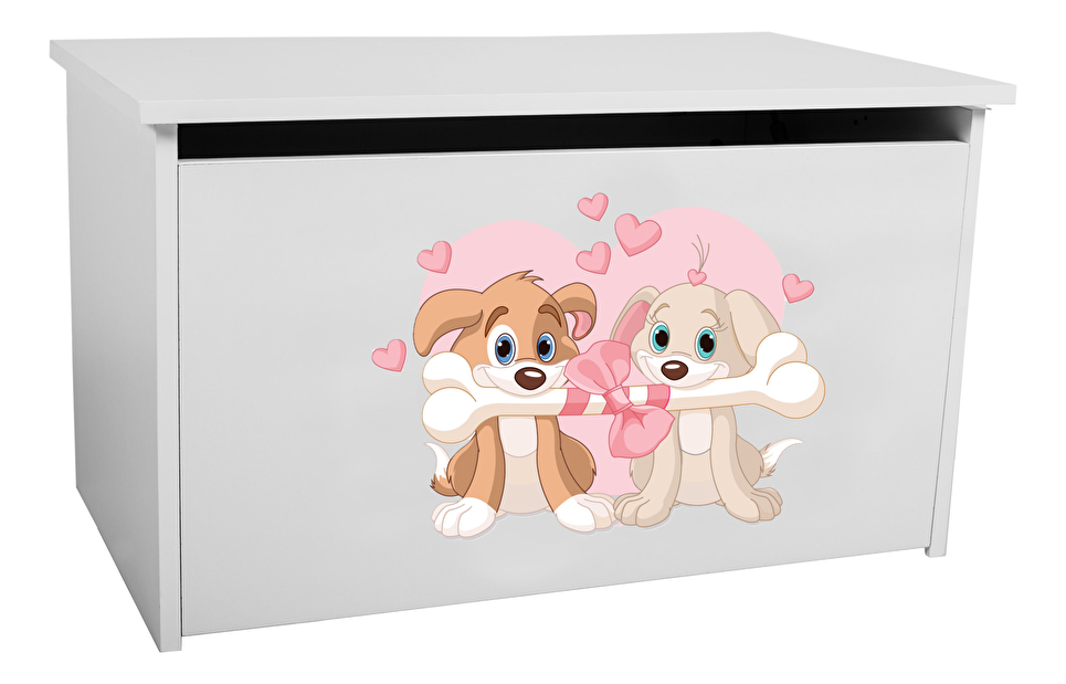 Úložný box pre deti Davina (biela + šteniatka)