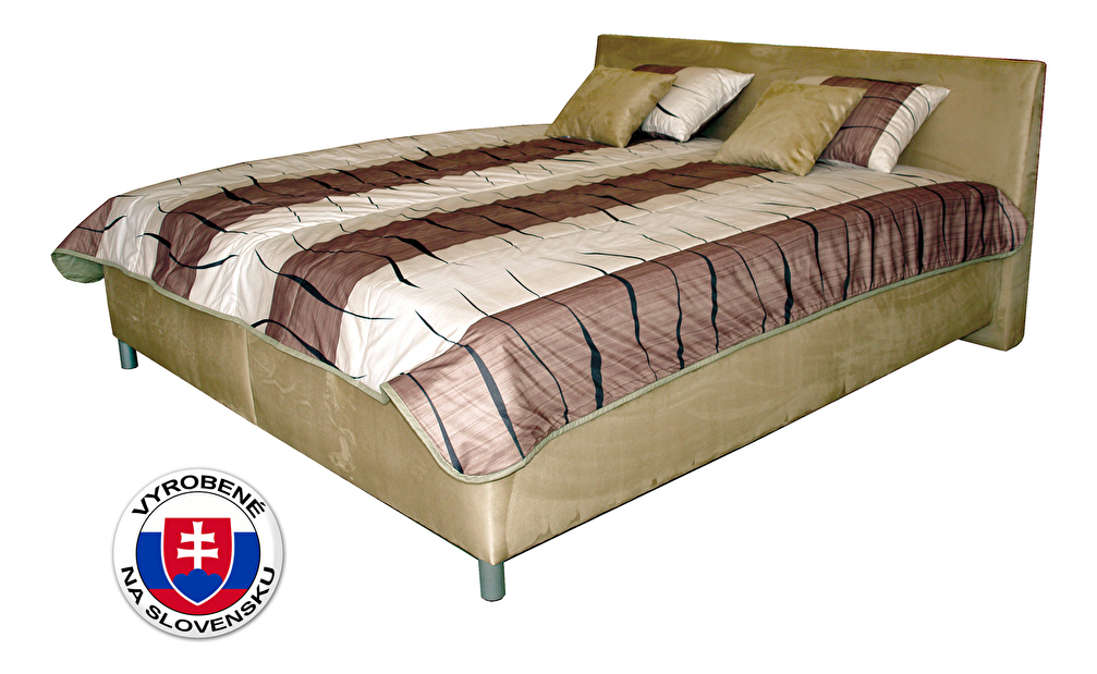 Manželská posteľ 180 cm Benab Montana (+ rošty, matrace, prehoz a 4 ks vankúšov)