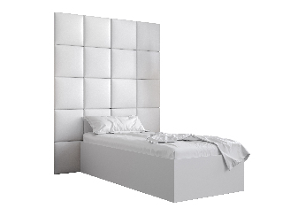 Jednolôžková posteľ s čalúneným čelom 90 cm Brittany 3 (biela matná + biela) (s roštom)