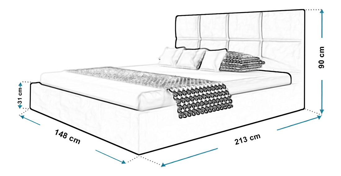 Manželská postel Slavio 1 140 cm (svetlosivá) (s roštom a úl. priestorom) *bazár