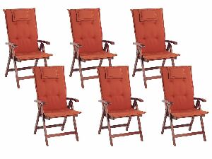 Set 6 ks. záhradných stoličiek Tratoria (tmavočervená) (s vankúšmi)