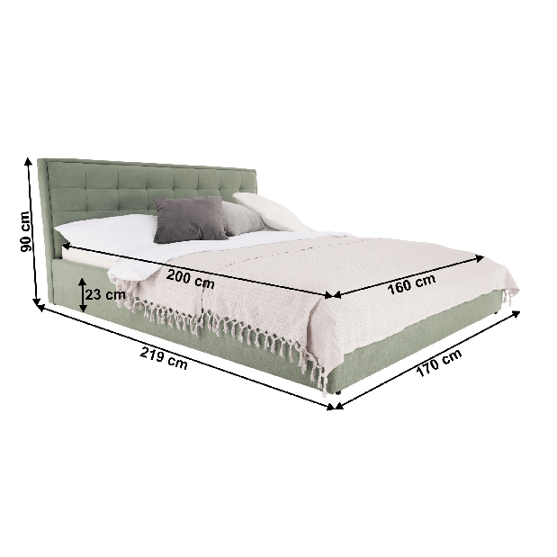 Manželská posteľ 160 cm Essie (s roštom) (mentolová)