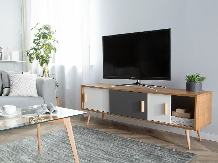 TV stolík/skrinka Indi (biela sivá)
