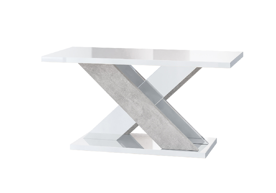 Konferenčný stolík Xalin (lesk biely + kameň)