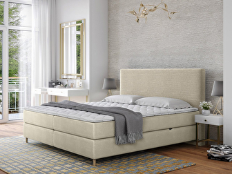 Manželská posteľ 180 cm Mirjan Wezler (krémová ) (s roštom, matracom a úl. priestorom)